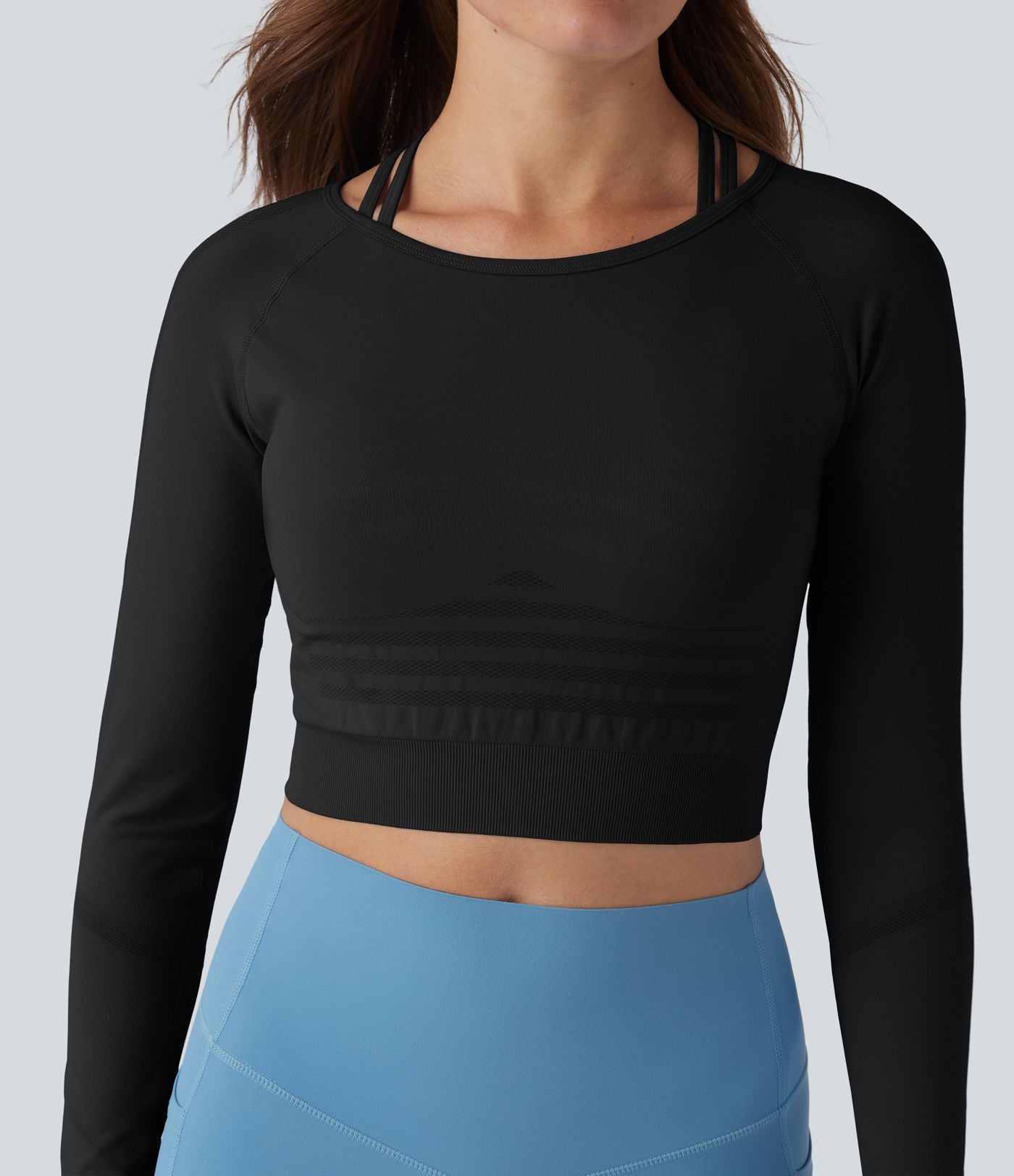 OneForm Seamless Flow Top de sport 2-en-1 court yoga à manches longues raglan