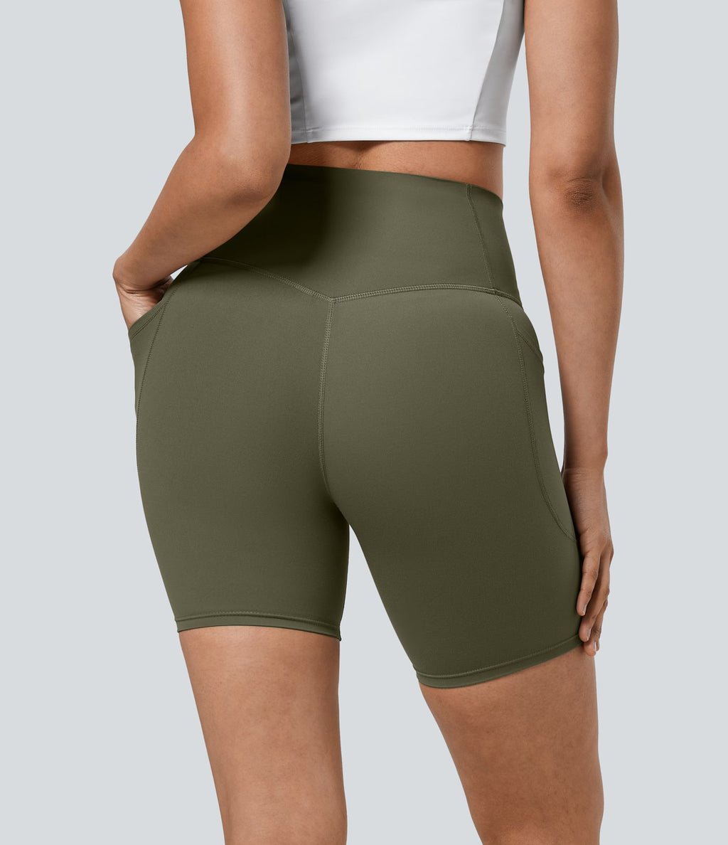 Short cycliste 17,5 cm d'entraînement gainant taille haute avec poches Halara UltraSculpt™