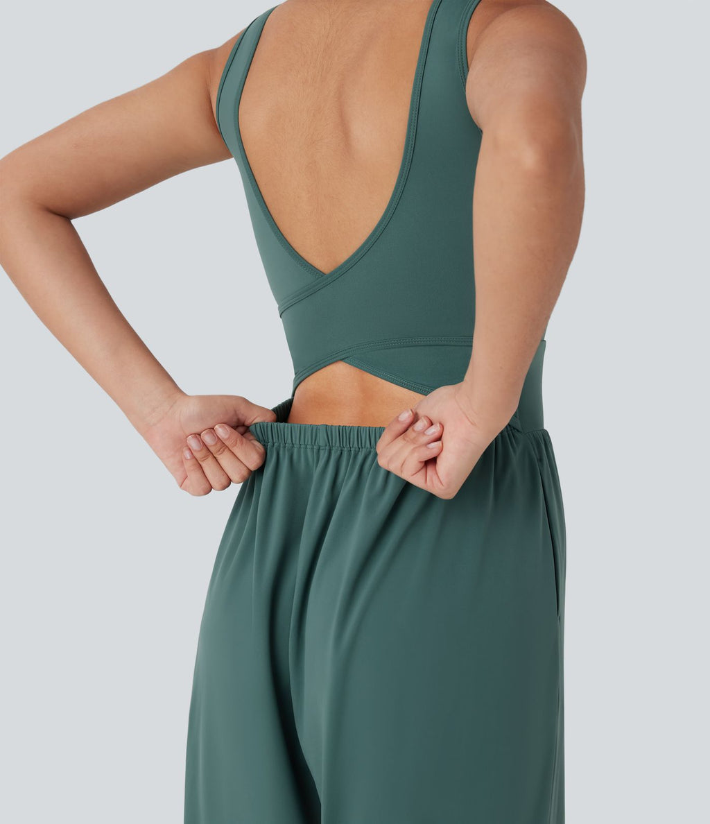 Combinaison de yoga large fluide dos nu bretelles croisées Softlyzero™ Airy Cool Touch avec poches - Easy Peasy