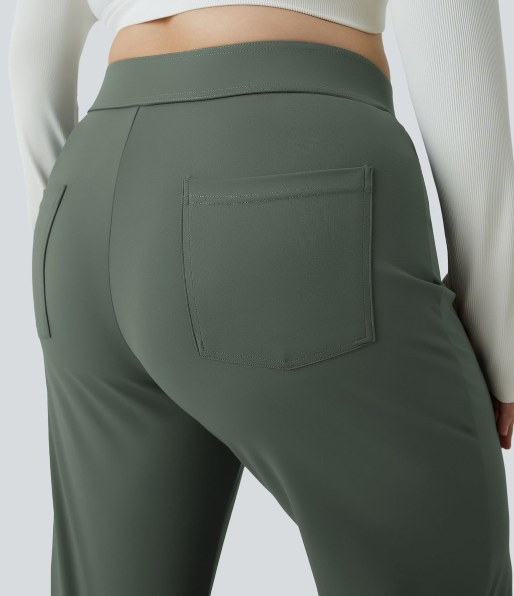 Pantalon coupe droite grande taille taille haute DayStretch avec poches