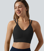 Brassière de sport yoga OneForm sans couture Flow maintien léger col V dos croisé ouvert avec soutien-gorge intégré, coupe cropped