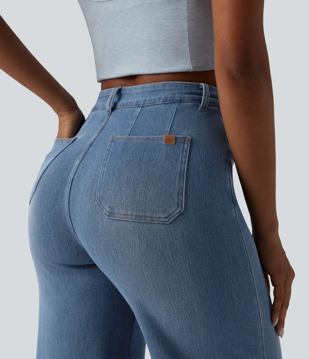 Jean large décontracté Halara Flex™ Curvy taille haute gainant avec poches