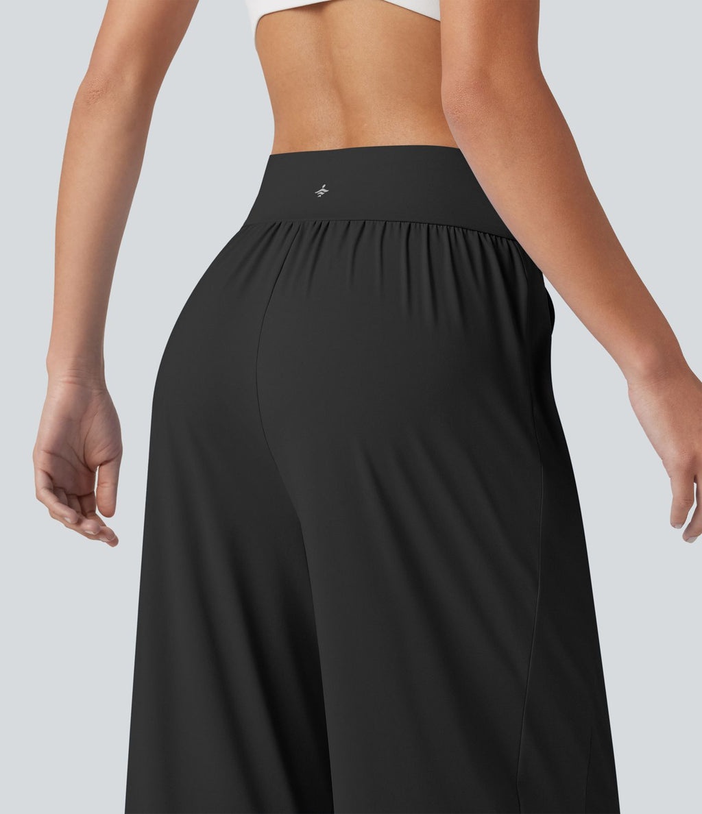 Jogging de sport taille haute effet frais InstantCool avec cordon de serrage, fentes, poches et séchage rapide, protection solaire UPF50+