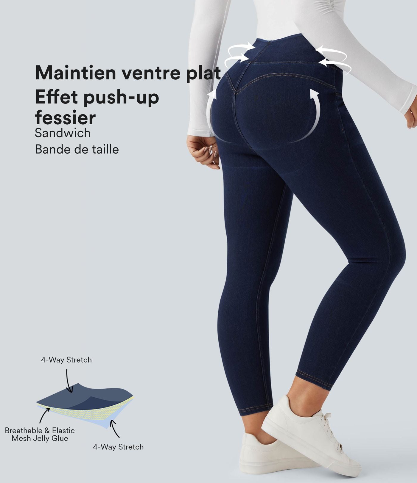 Legging 7/8 en denim gainant taille haute effet push-up Halara Flex™ avec poches