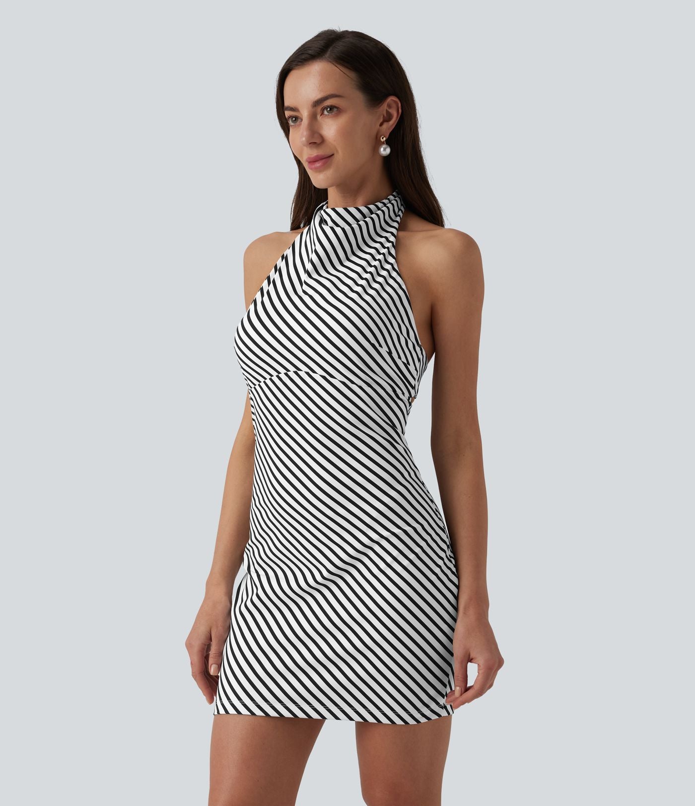 Robe micro mini moulante col américain imprimé léopard
