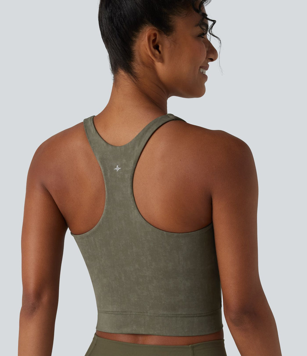Brassière de sport courte col U dos nageur avec brassière intégrée