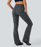 Pantalon de yoga à coupe bootcut gainant taille haute imprimé léopard avec poches Halara UltraSculpt™