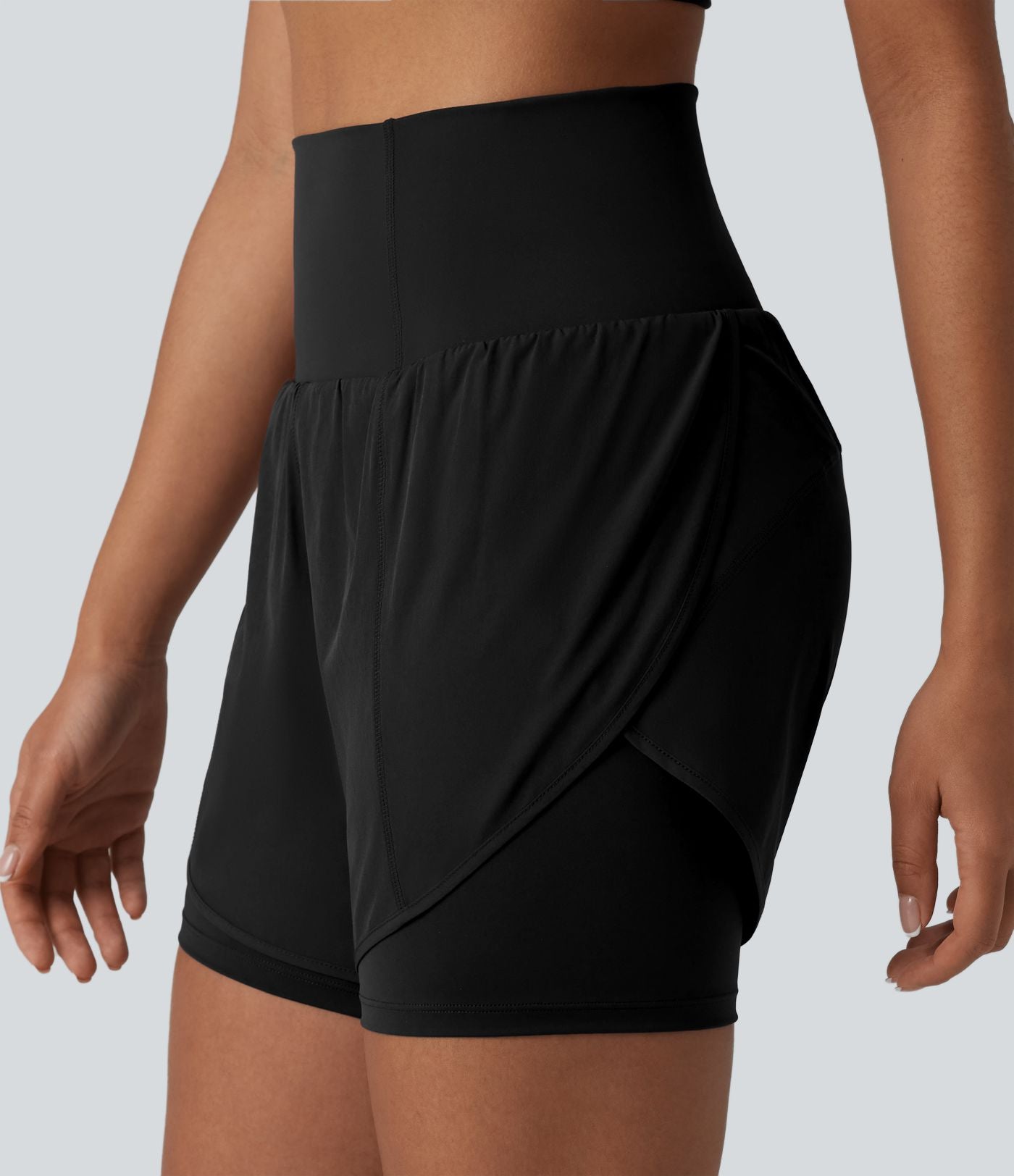 Shorts yoga Breezeful™ taille super haute 2-en-1 séchage rapide, ourlet arrondi, entrejambe 13cm, avec poches