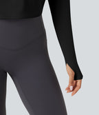 Top de sport yoga SoftlyZero™ QuickDry 2-en-1 dos nu torsadé manches longues avec trous pouces