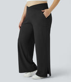 Pantalon yoga large grande taille croisé avec ourlet et poches DayStretch - Smile