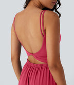 Combinaison de yoga Softlyzero™ Airy à doubles bretelles, dos nu, avec effet torsadé et poches latérales Cool Touch - Édition Easy Peasy