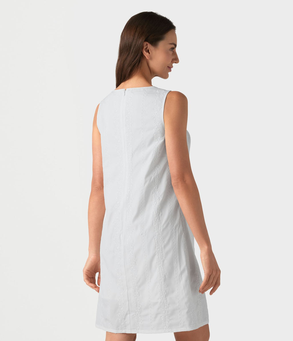 Robe mini sans manches à col rond brodée
