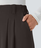 Halara Flex™ Pantalon Tailleur Large Fluide Gaufré Taille Haute Poches Latérales