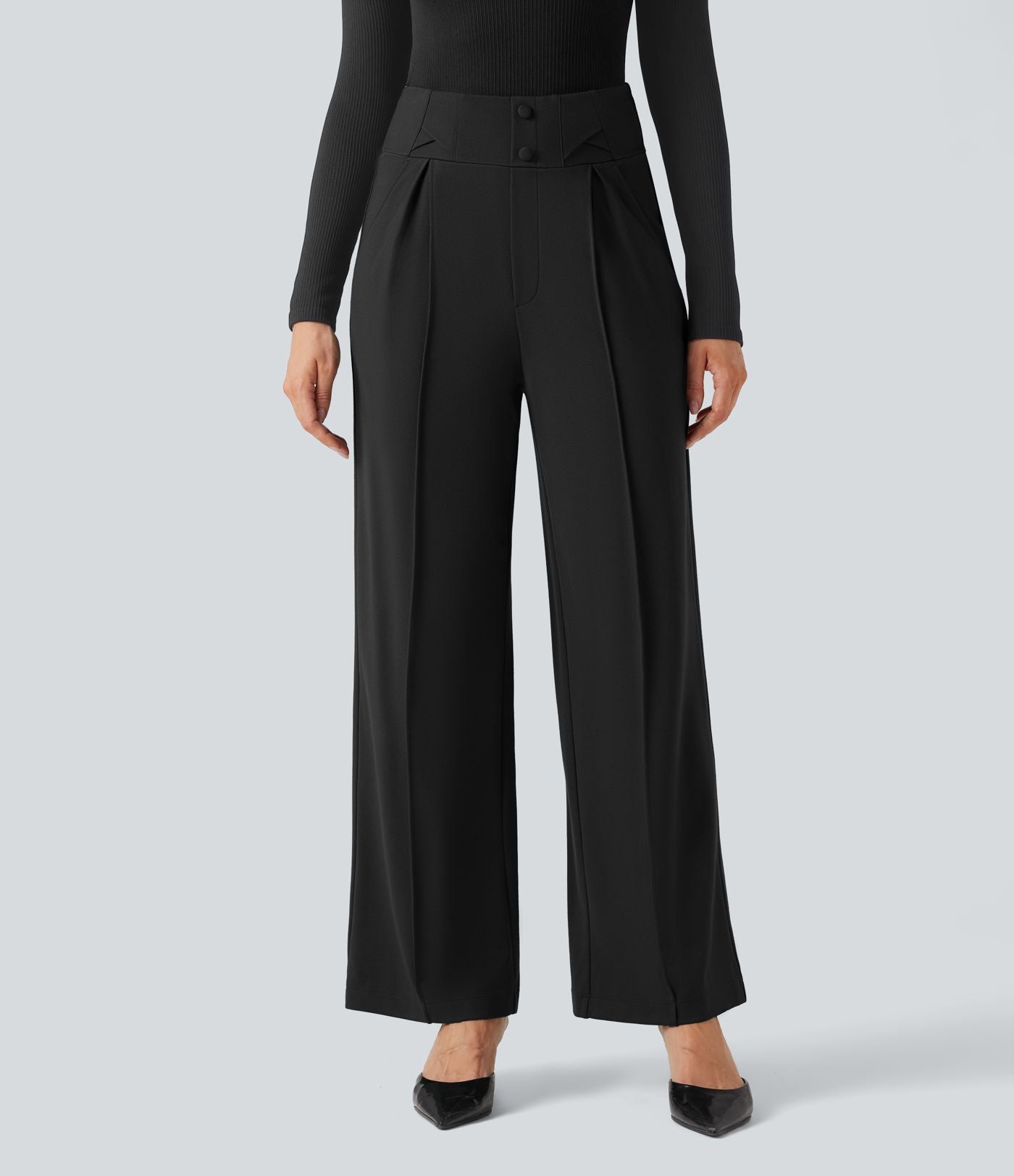 Pantalon tailleur coupe droite taille haute Halara Flex™ avec poches