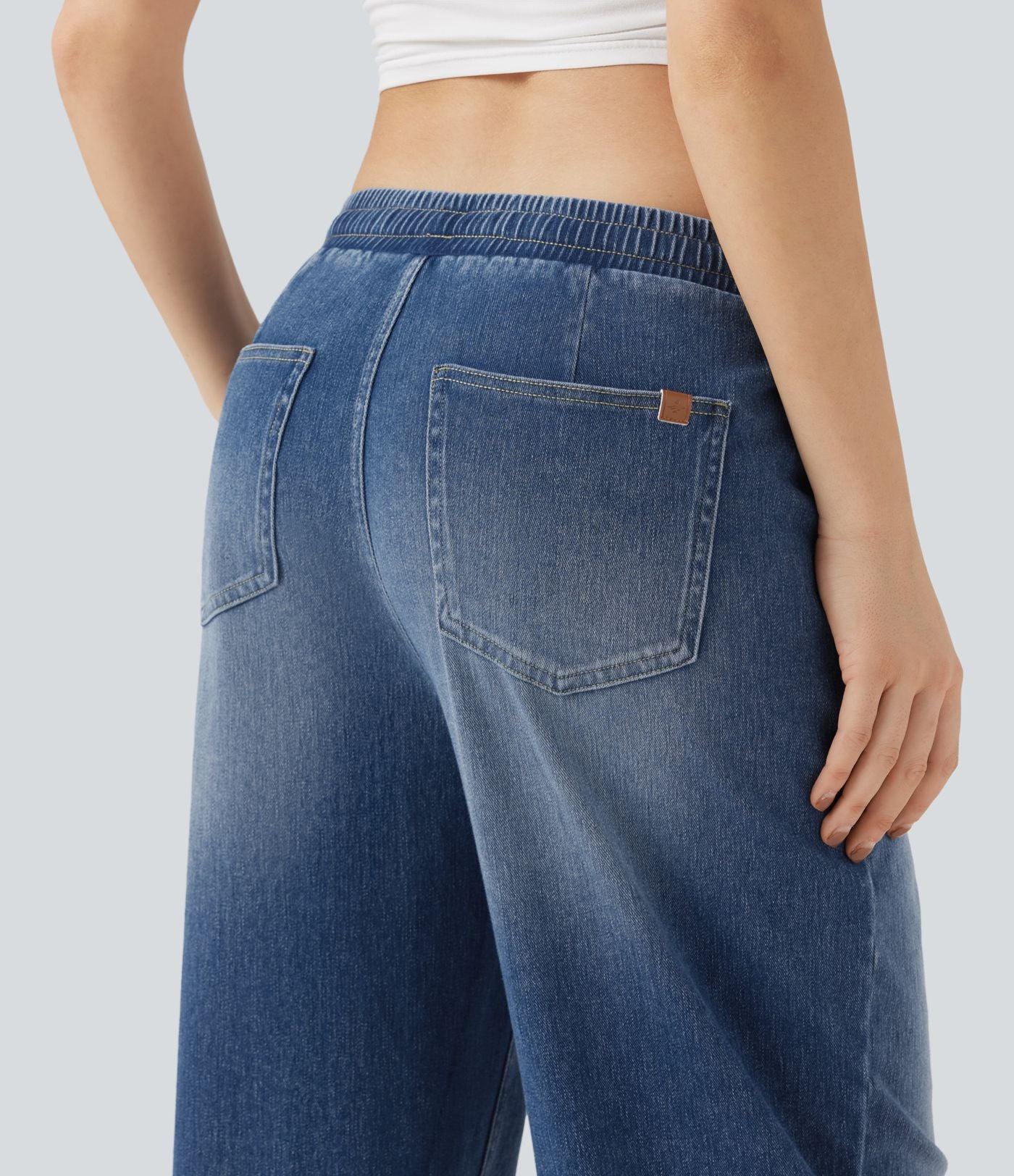 Jean baggy Halara Flex™ taille basse avec cordon de serrage et poches