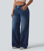 Jean large Halara Flex™ casual taille basse à rayures avec poches
