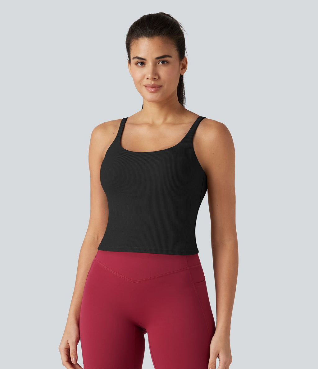 Débardeur de danse dos nu col U avec soutien-gorge intégré