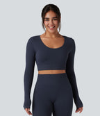 Haut de sport yoga court en maille gaufrée à manches longues sans couture OneForm Seamless Flow
