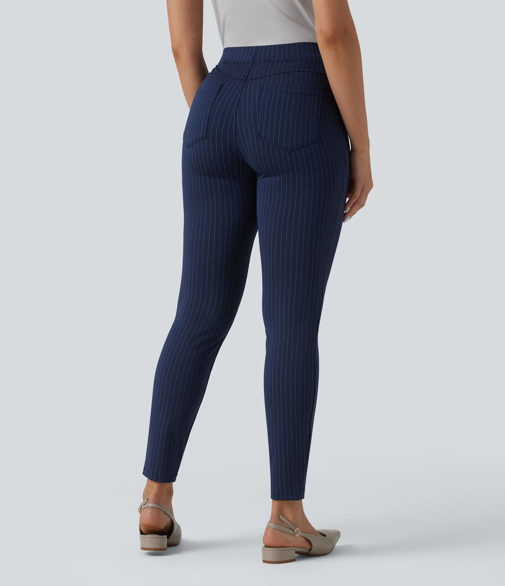 Pantalon bureau taille haute coupe skinny avec poches