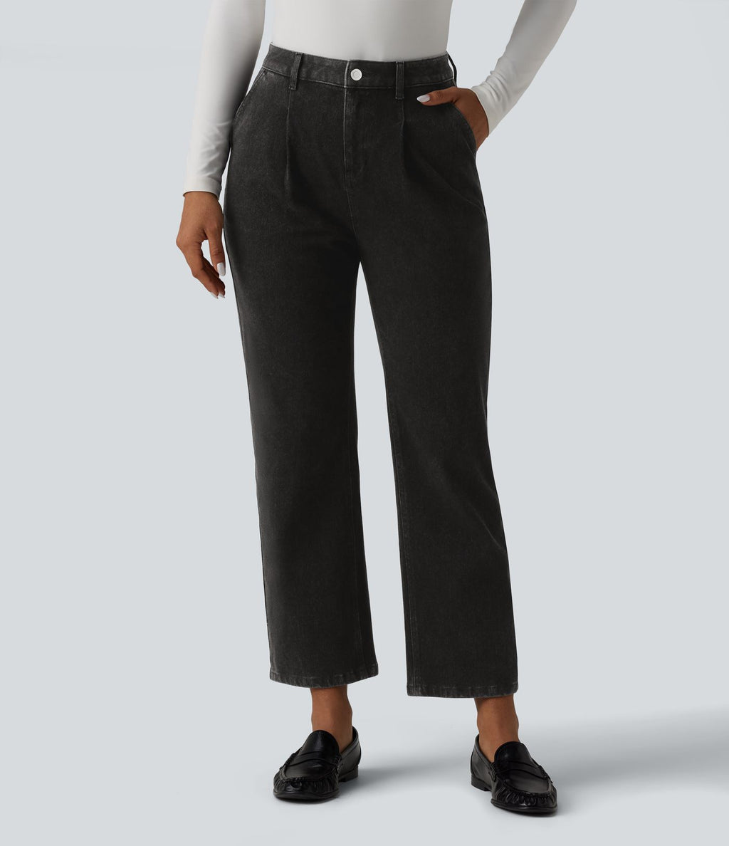 Halara Flex™ Jean droit casual 7/8 taille haute avec poches