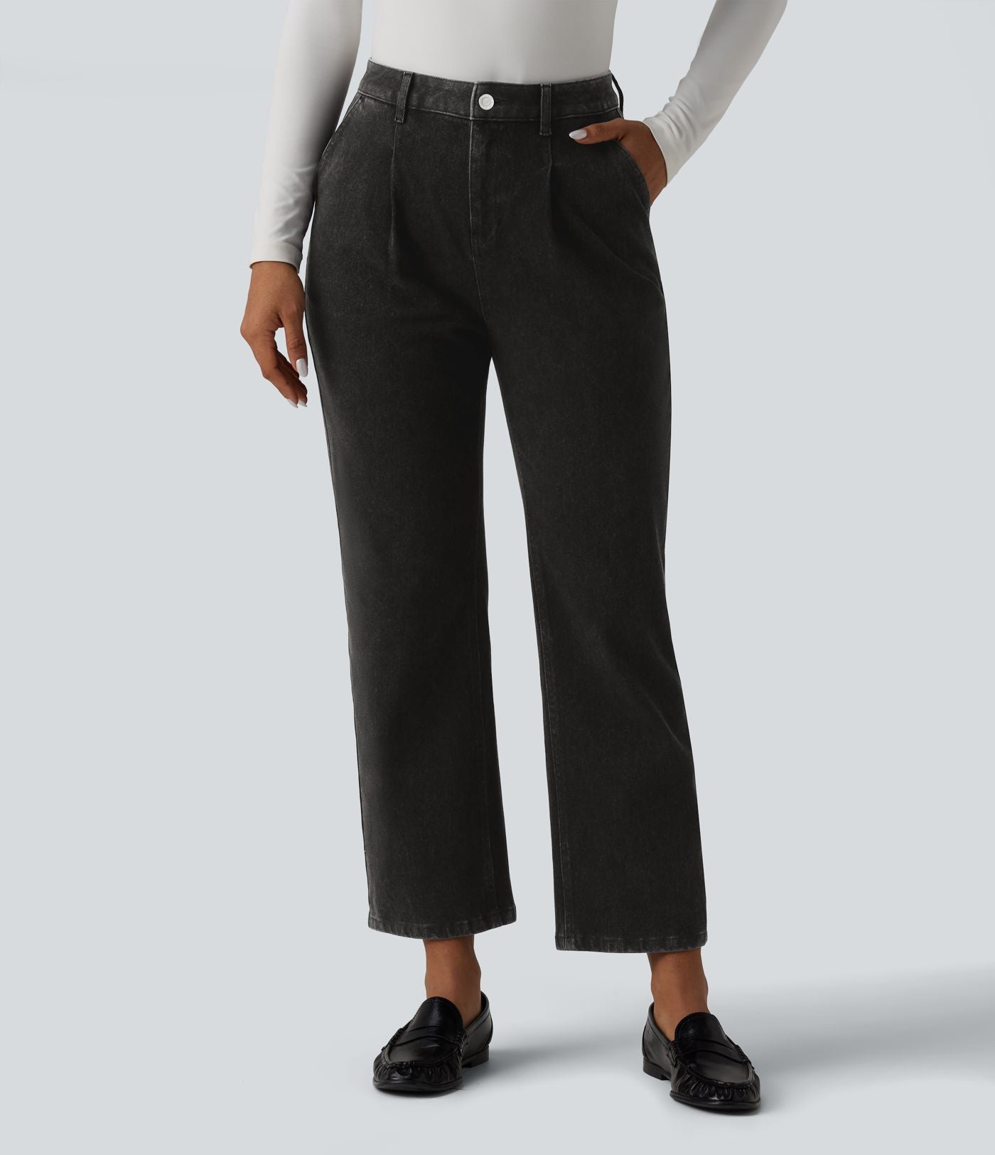 Halara Flex™ Jean droit casual 7/8 taille haute avec poches