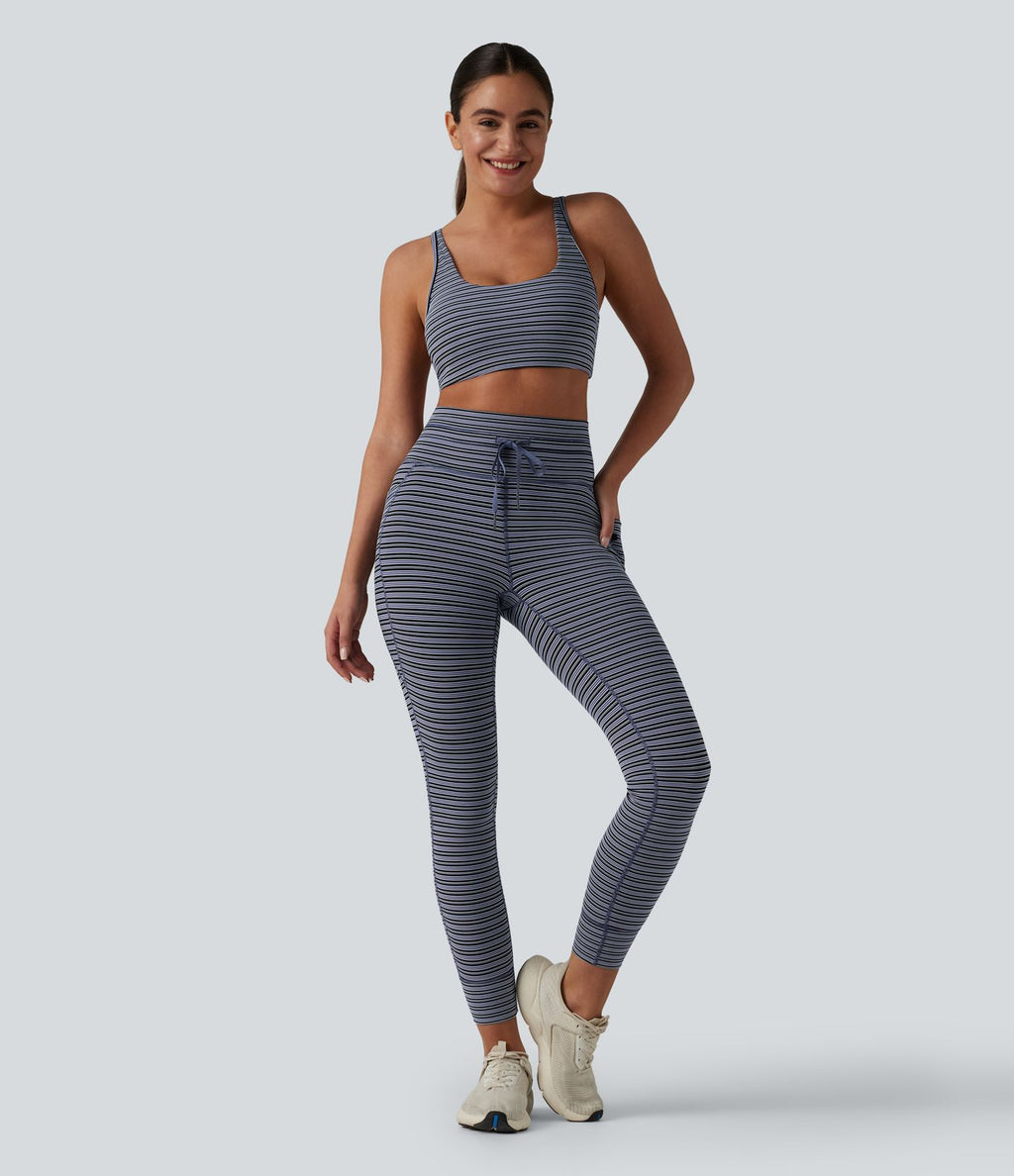 Halara UltraSculpt™ Legging de yoga taille haute jacquard à rayures avec cordon de serrage et poches