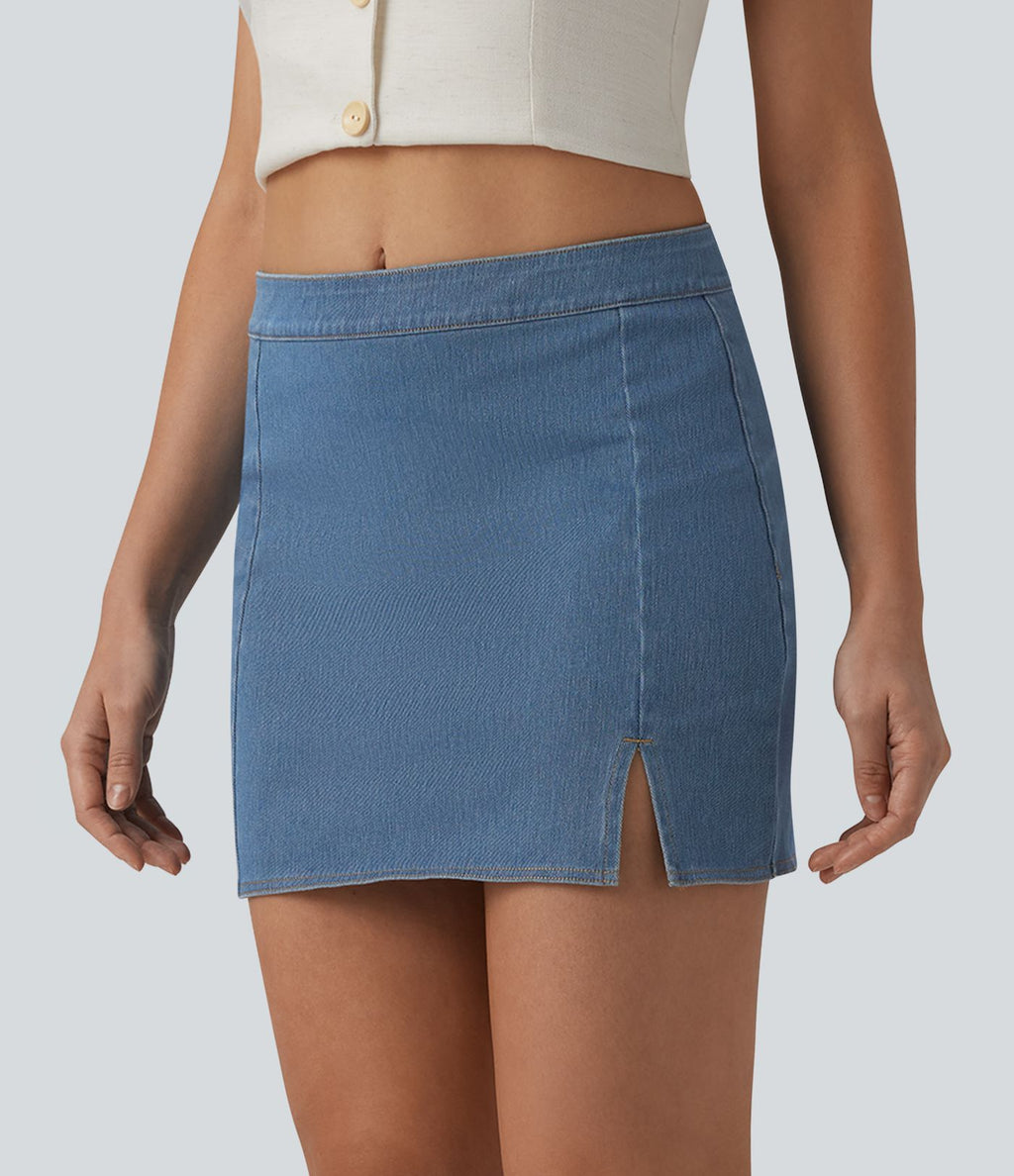 Halara Flex™ Jupe mini moulante casual en jean taille mi-haute