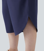 Pantalon capri grande taille Breezeful™ taille haute gainant à ourlet arrondi séchage rapide avec poches
