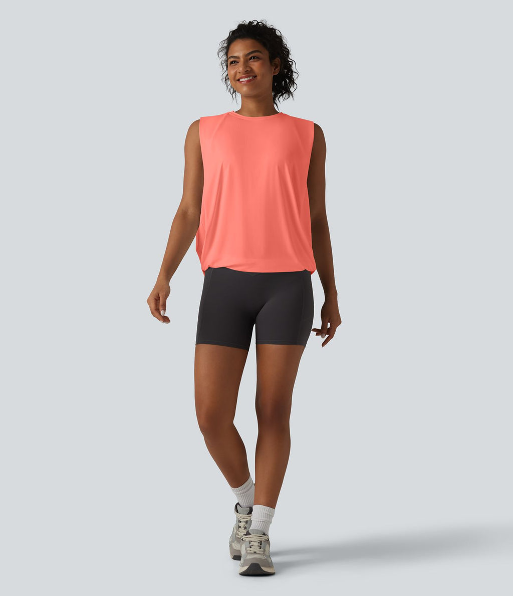 Débardeur de yoga col rond croisé effet frais InstantCool, protection solaire UPF50+