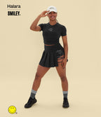 T-shirt casual cropped ajusté froncé Halara X Smiley® Halara UltraSculpt™ col rond à manches courtes