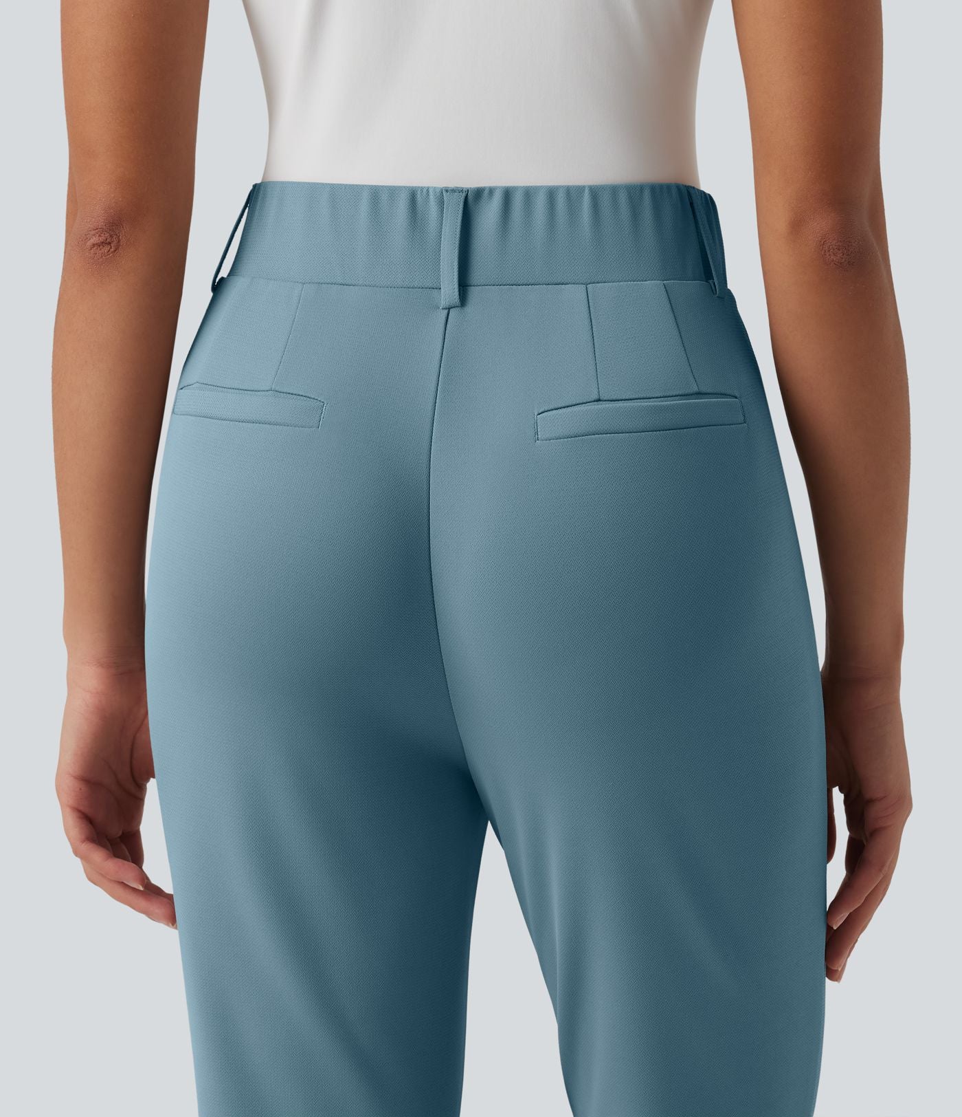 Pantalon de golf fuselé crêpe taille haute avec poches