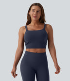 Débardeur de yoga cropped Halara UltraSculpt™ à doubles bretelles dos torsadé ouvert avec soutien-gorge intégré – Bonnets E-G