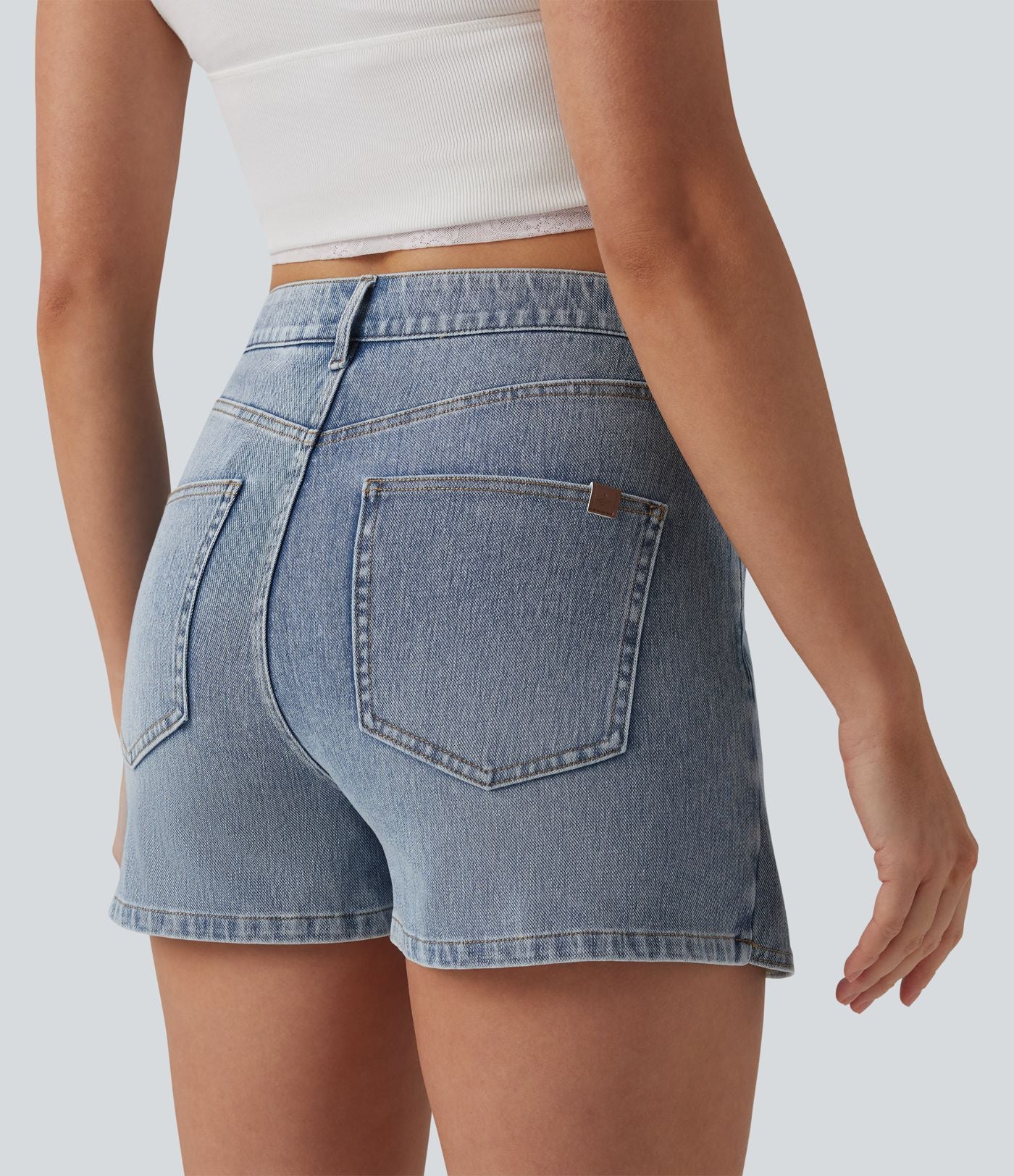 Jupe-short denim Halara Flex™ asymétrique casual taille mi-haute avec poches