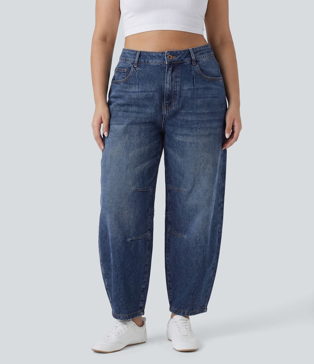 Halara Flex™ Jean barrel grande taille coupe ballon taille basse avec poches