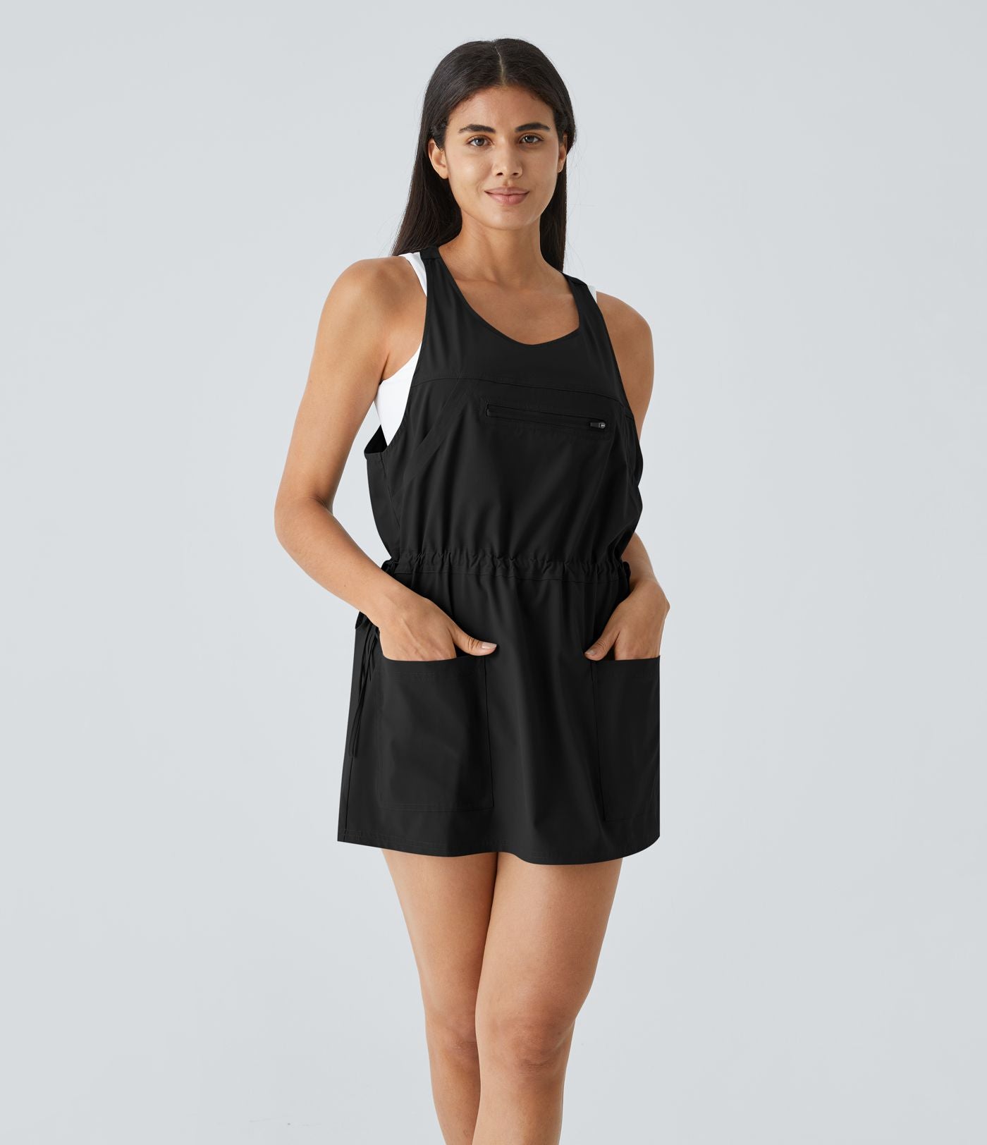 Breezeful™ Robe Sport Randonnée Mini Séchage Rapide 2 Pièces Dos Nu Poches Multiples Cordon de Serrage