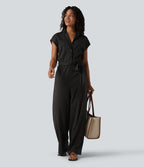 Combinaison chemise manches courtes bureau à effet frais avec ceintures et poches, accès facile Easy Peasy