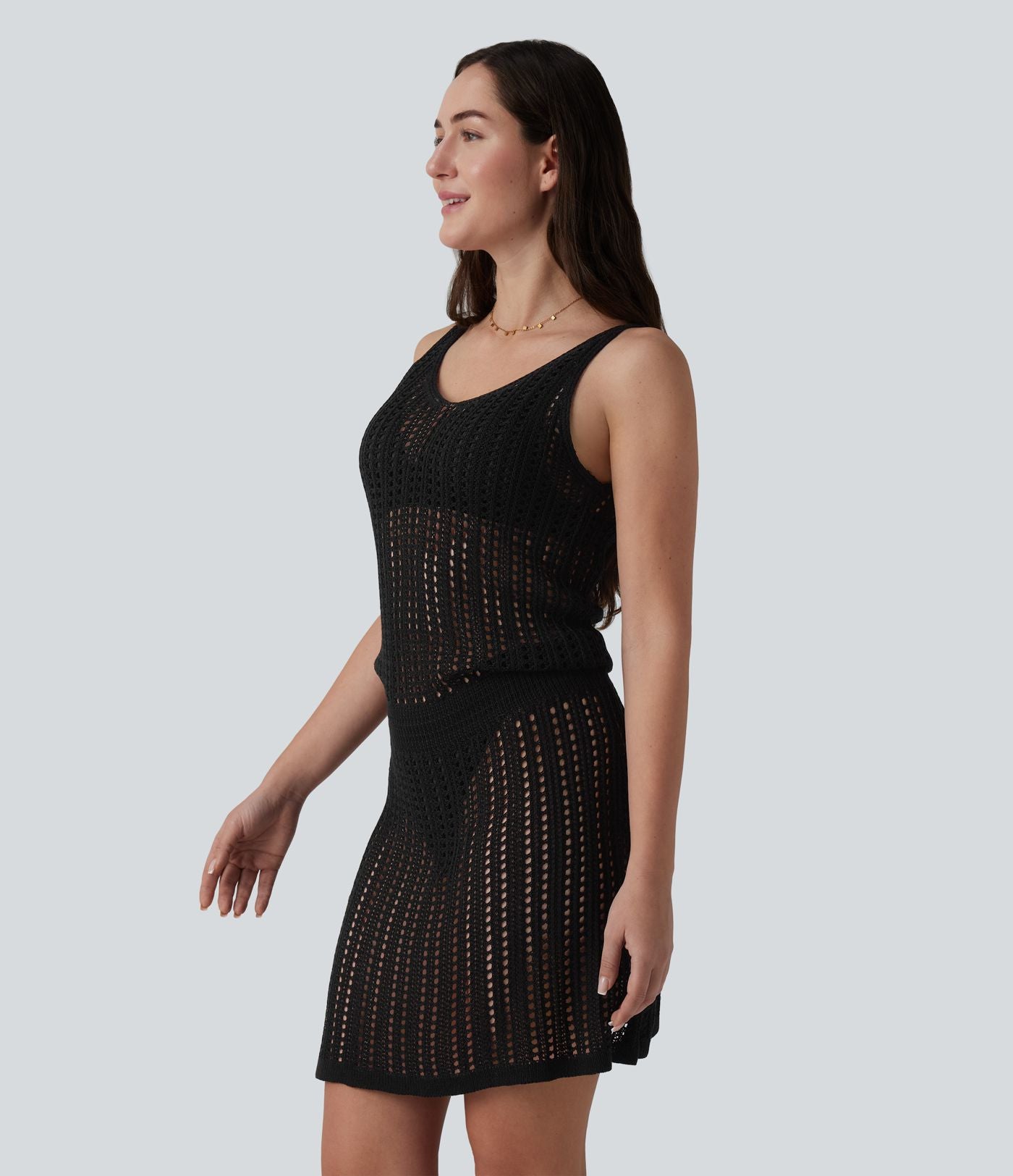 Robe mini moulante col V en maille pull