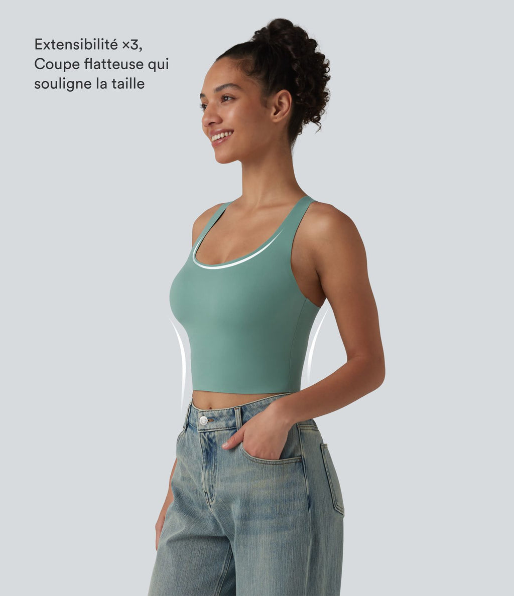 Crop top casual col U avec brassière intégrée — Bonnets B-E