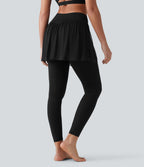Legging de sport 2-en-1 SoftlyZero™ effet frais InstantCool taille haute avec mesh contrastant et poches, protection solaire UPF50+