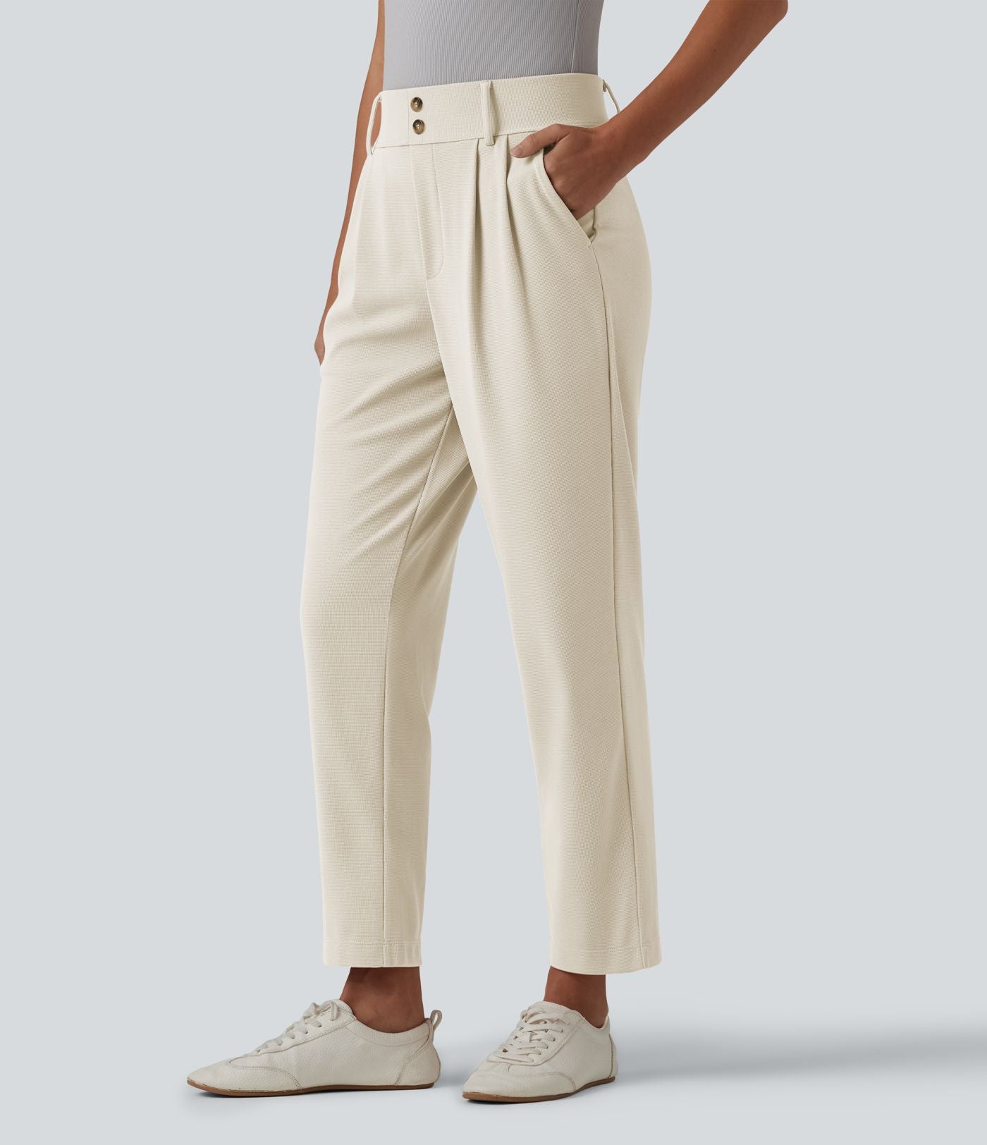 Halara Flex™ Pantalon tailleur fuselé taille haute en tissu gaufré avec poches
