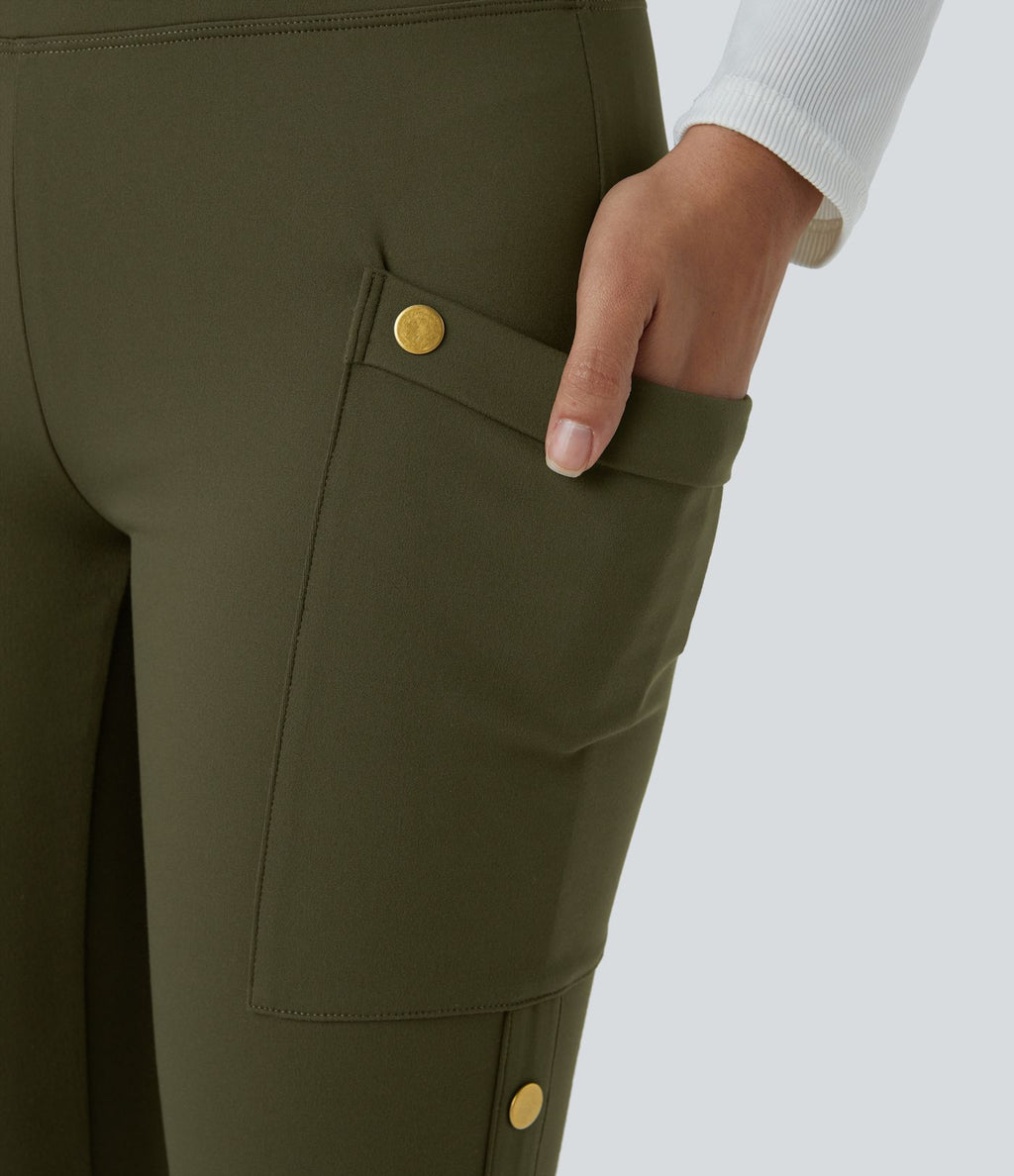 Pantalon taille haute ajusté longueur cheville avec poches décoratives DayStretch