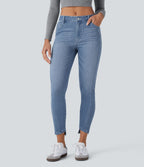 Jean skinny 7/8 décontracté taille basse Halara Flex™ avec poches zippées