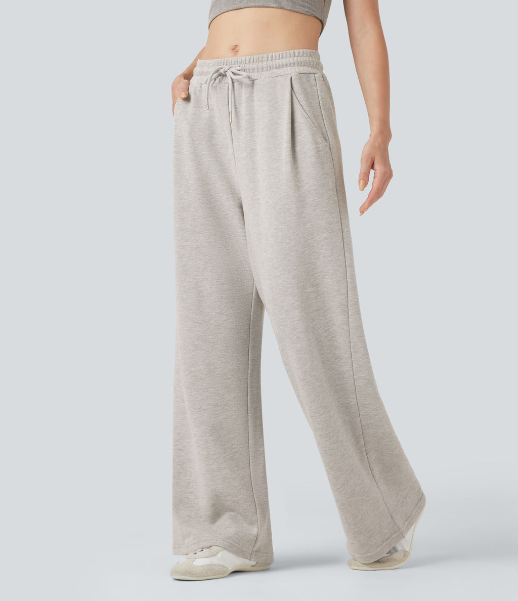 Pantalon jogging décontracté en coton taille mi-haute avec cordon et poches