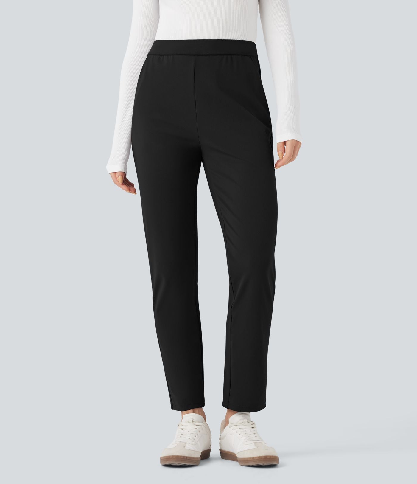Pantalon de travail ajusté 7/8 repliable taille haute avec cordon de serrage Halara Flex™ DayStretch avec poches