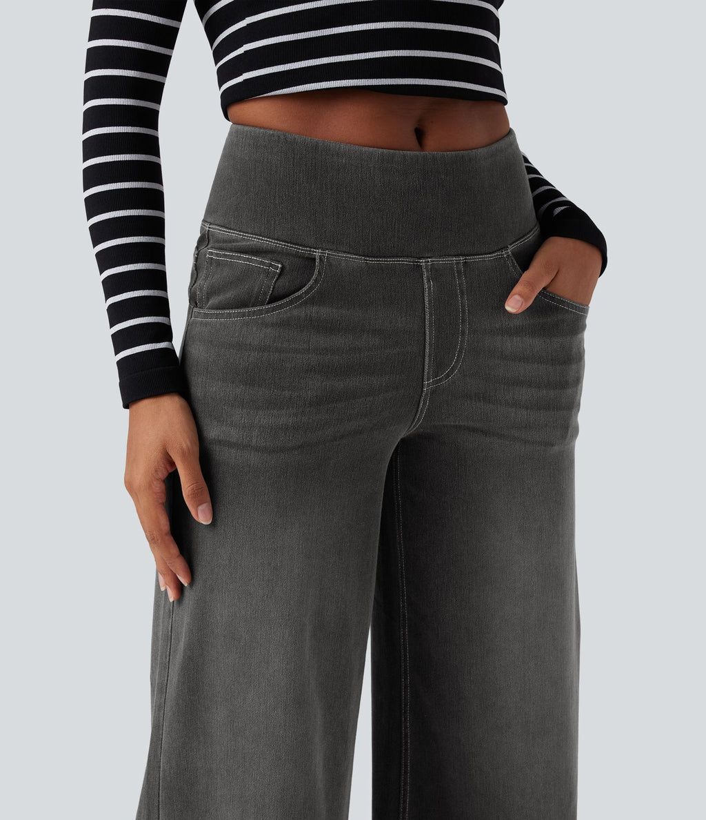 Jean décontracté ample gainant taille mi-haute avec poches Halara Flex™