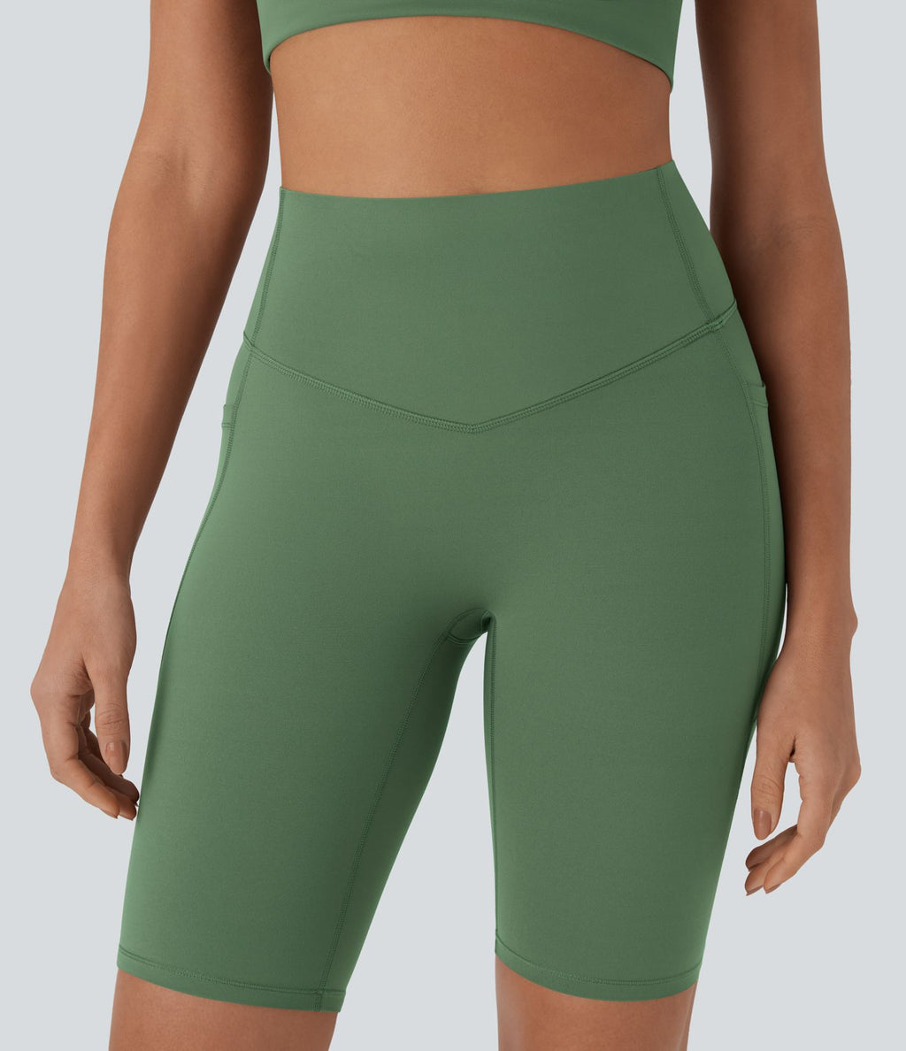 Short cycliste 22,8 cm d'entraînement gainant taille haute avec poches Halara UltraSculpt™