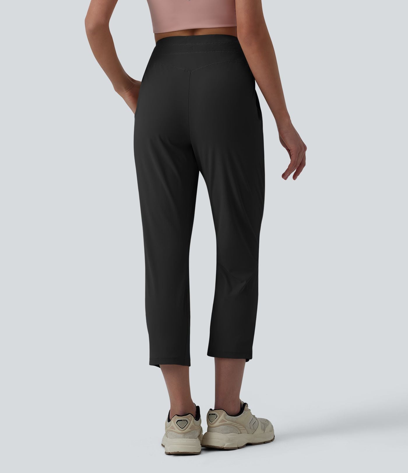 Jogging court de running taille haute froncé avec cordon de serrage et poches