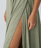Robe Casual Débardeur Longue Fluide Fendue Dos Nu à Col en U