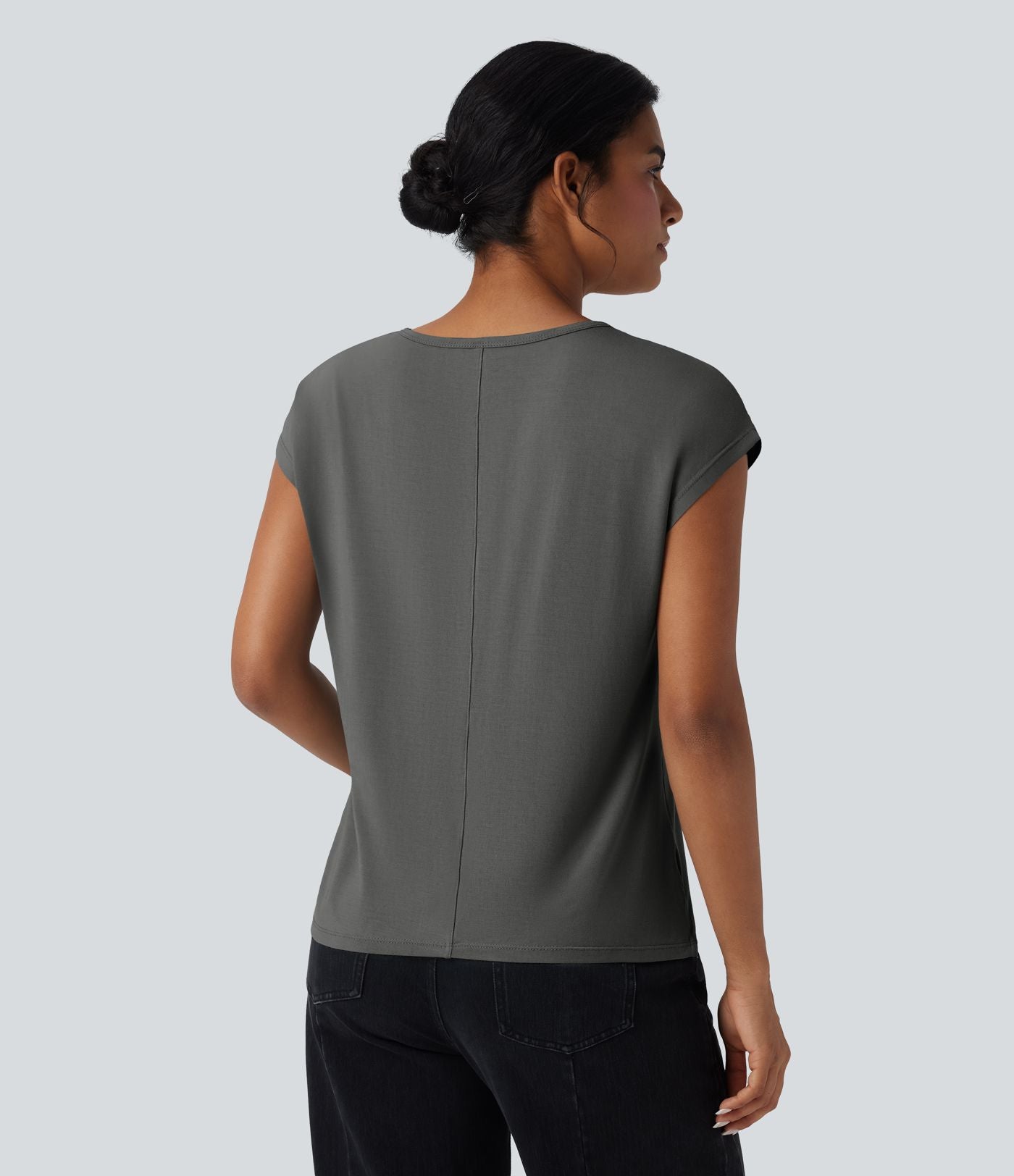 T-shirt casual col V manches courtes