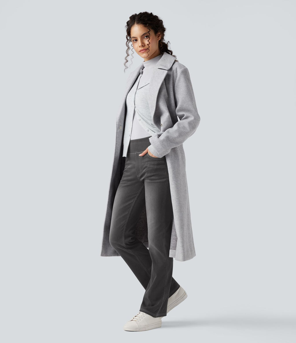 Halara Flex™ Jean bootcut décontracté extensible délavé taille haute à poches multiples